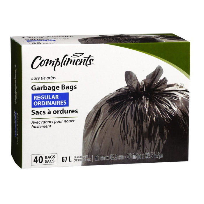 COMPLIMENTS SACS À  ORDURES ORDINAIRE NOIR 67L 40 UN