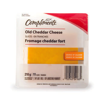 COMPLIMENTS, FROMAGE CHEDDAR FORT TRANCHE, 210G