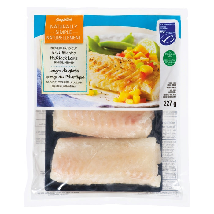 COMPLIMENTS, LONGES D'AIGLEFIN SAUVAGE DE L'ATLANTIQUE, 227 G