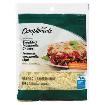 COMPLIMENTS, MOZZARELLA RÂPÉ, 180G