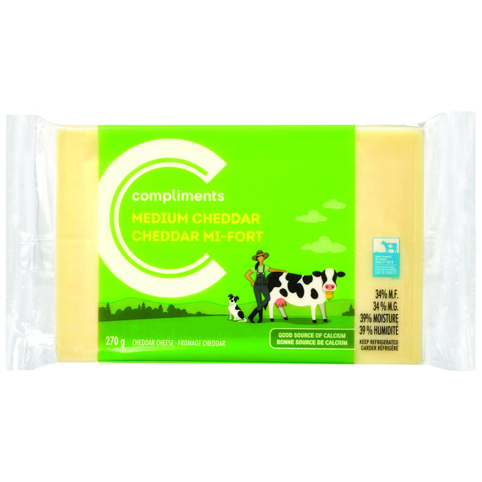 COMPLIMENTS, MEDIUM WHITE CHEDDAR, 270 G