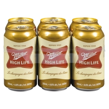 MILLER HIGH LIFE, BIERE CANNETTE, 6 X 355 ML
