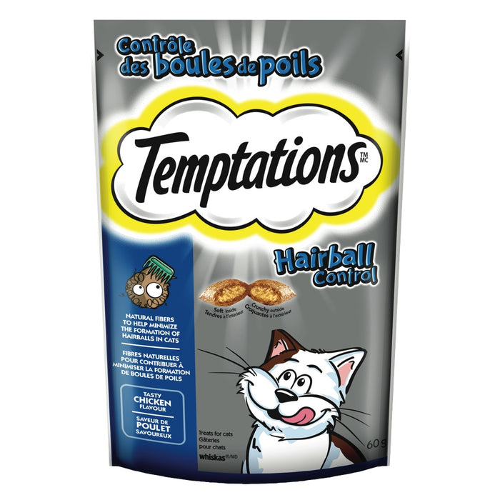 WHISKAS, TEMPTATIONS GÂTERIES POUR CHATS CONTRÔLE DE POILS, 60 G