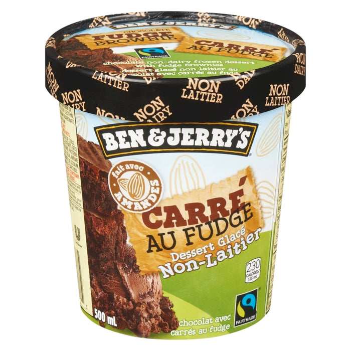 BEN & JERRY'S, DESSERT NON-LAITIER GLACÉ CARRÉ AU FUDGE, 500 ML