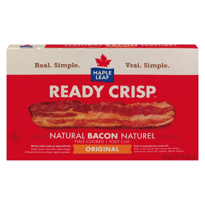 MAPLE LEAF, READY CRISP BACON PRÉCUIT, 65 G