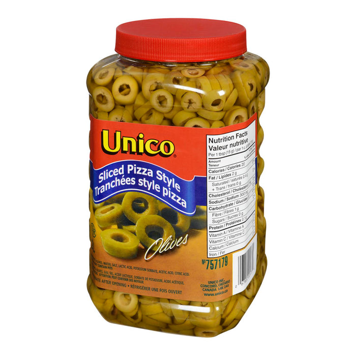 UNICO SLICED PIZZA STYLE OLIVES, 2 L