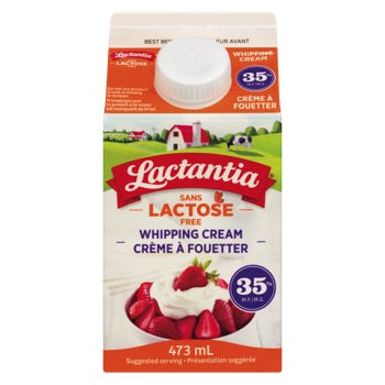 LACTANTIA CRÈME 35% À  FOUETTER SANS LACTOSE 473 ML