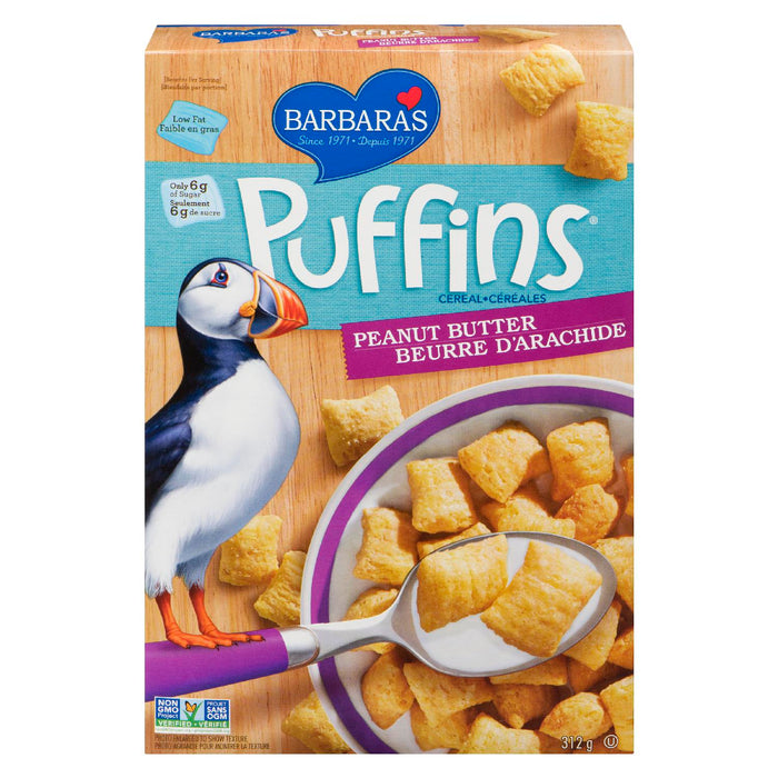 PUFFINS, CEREALES BEURRE DARACHIDE, 312 G