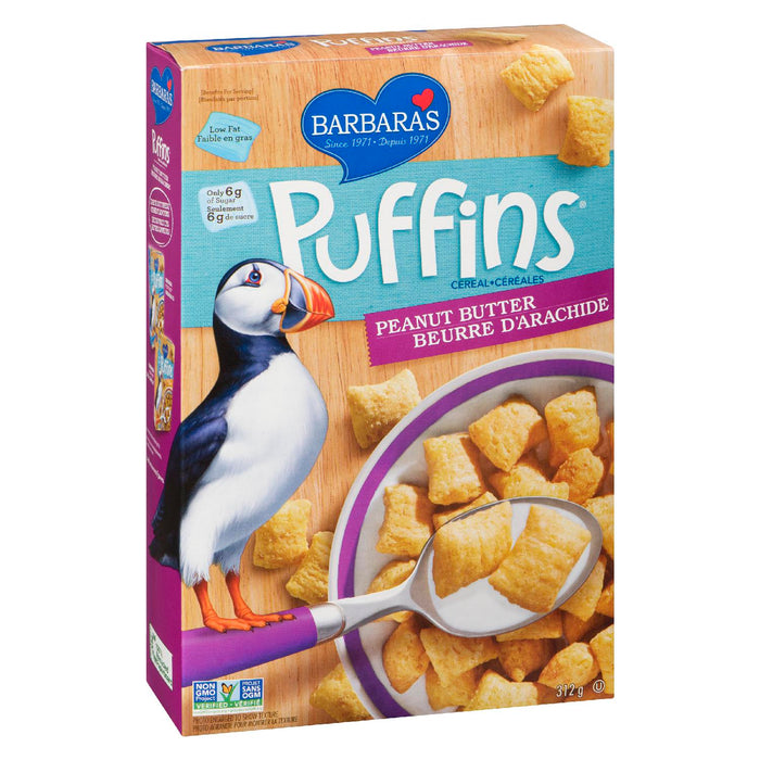 PUFFINS, CEREALES BEURRE DARACHIDE, 312 G