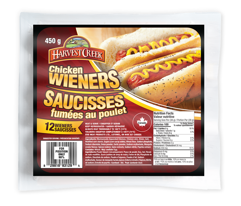 HARVEST CREEK, SAUCISSES FUMÉES AU POULET, 450 G