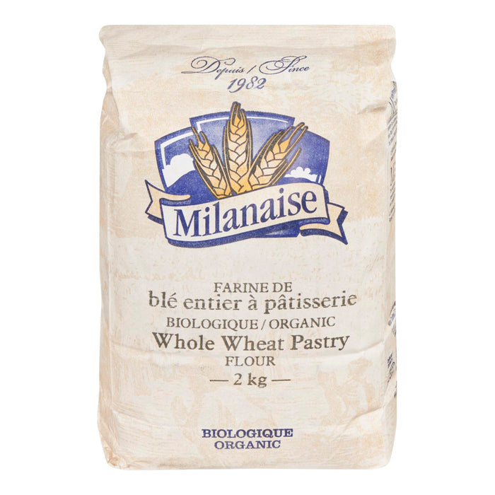 MILANAISE, FARINE BIOLOGIQUE BLÉ ENTIER PATISSERIE, 2 KG