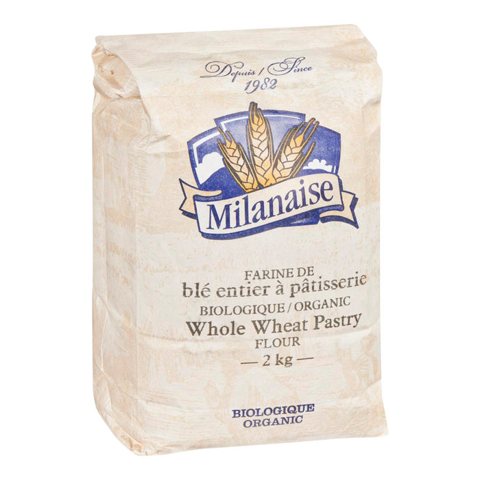MILANAISE, FARINE BIOLOGIQUE BLÉ ENTIER PATISSERIE, 2 KG