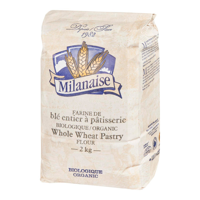 MILANAISE, FARINE BIOLOGIQUE BLÉ ENTIER PATISSERIE, 2 KG