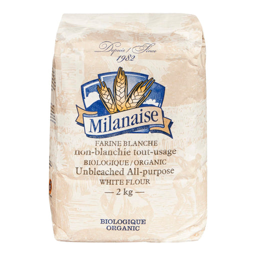 MILANAISE FARINE BIOLOGIQUE TOUT USAGE NON BLANCHIE BLANCHE, 2 KG