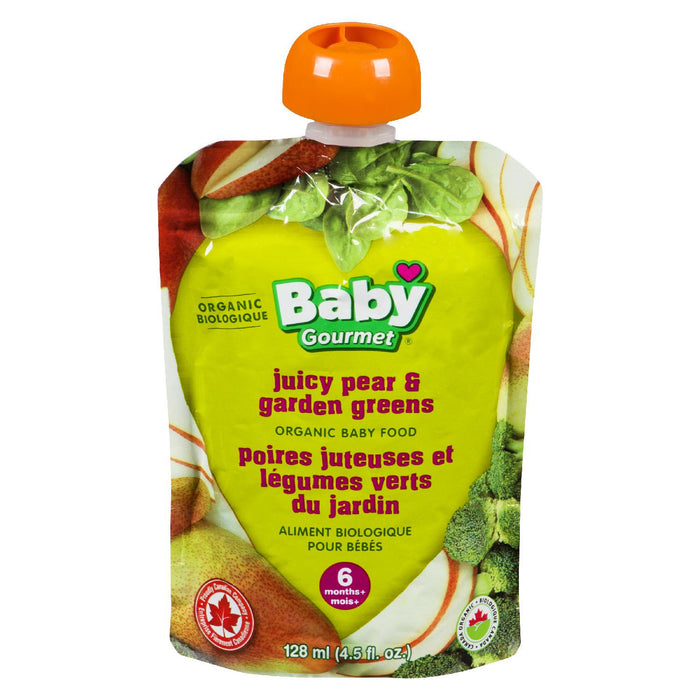 BABY GOURMET ALIMENT POUR BEBES POIRES LEGUMES VERTS JARDIN BIOLOGIQUE 128 ML
