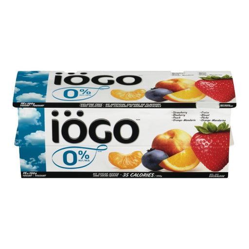 IOGO YOGOURT 0% FRAISES BLEUETS PECHE ORANGE MANDARINE 16X100 G