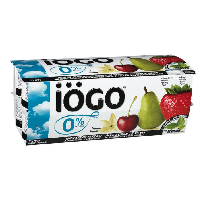 IOGO YOGOURT 0% STEVIA VANILLE FRAISE CER ISE POIRE 16X100 G