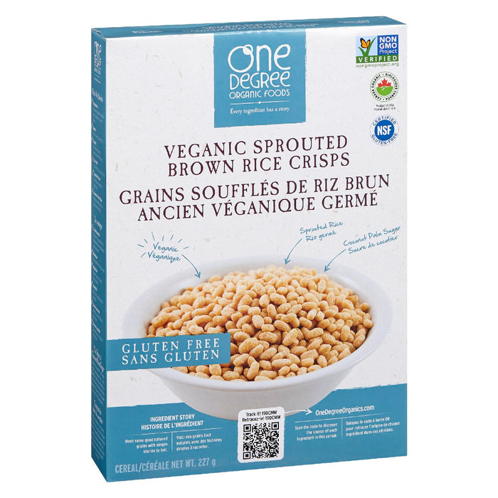 ONE DEGREE ORGANIC FOODS CEREALES GRAINS SOUFFLES RIZ BRUN ANCIEN VEGANIQUE GERME, 227 G