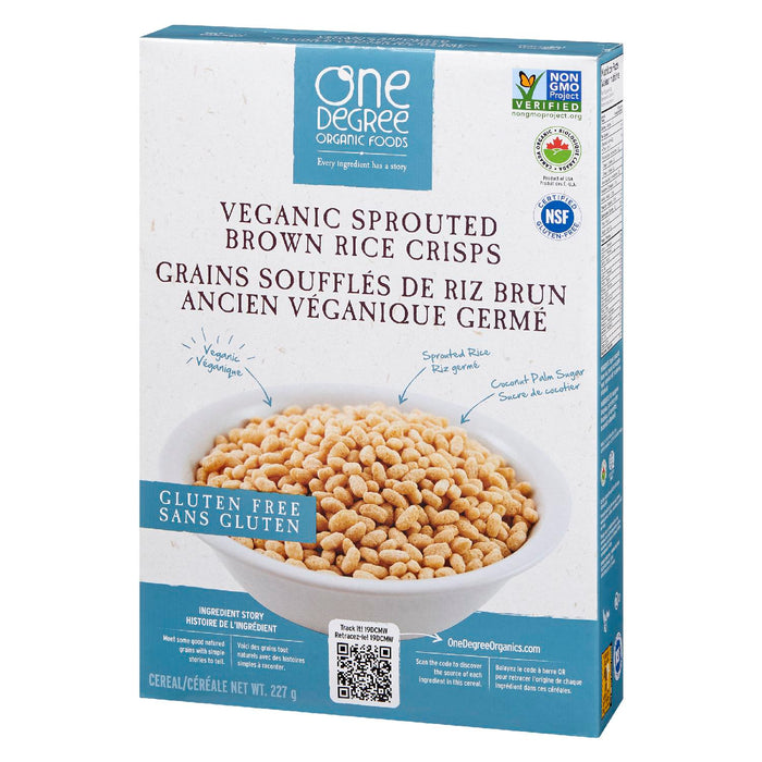ONE DEGREE ORGANIC FOODS CEREALES GRAINS SOUFFLES RIZ BRUN ANCIEN VEGANIQUE GERME, 227 G