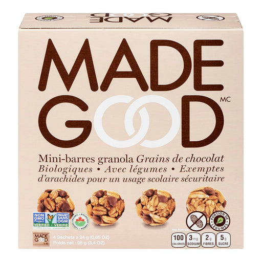 MADE GOOD MINI-BARRES GRANOLA GRAINS DE CHOCOLAT, 4x24 G