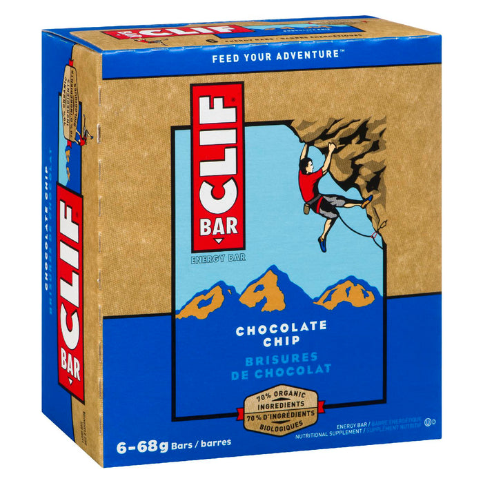 CLIF BAR CHOCOLATE CHIP ENERGY BAR, 6 x, 68 G