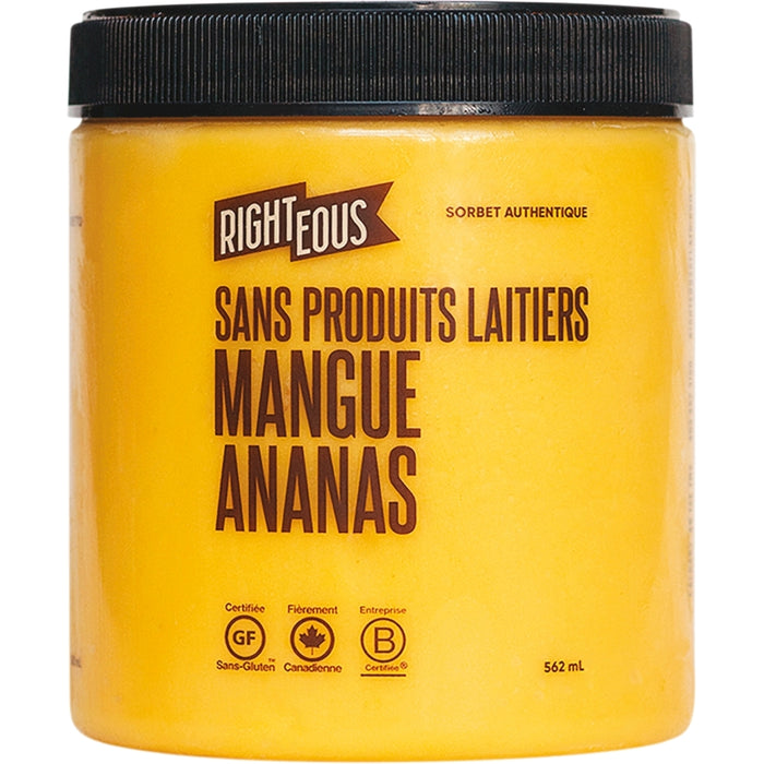 RIGHTEOUS, SORBETTO À LA MANGUE & ANANAS, 562 ML