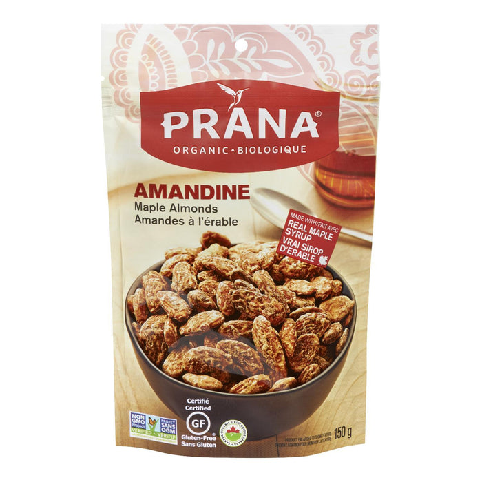 PRANA ORGANIC MAPLE ALMONDS, 150G