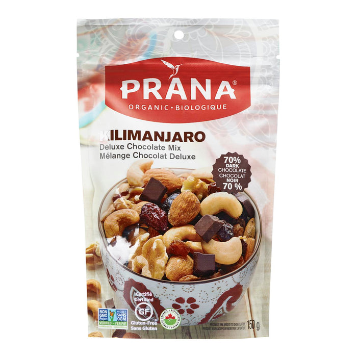 PRANA MELANGE FRUITS ET NOIX KILIMANJARO CHOCOLAT BIOLOGIQUE, 150 G