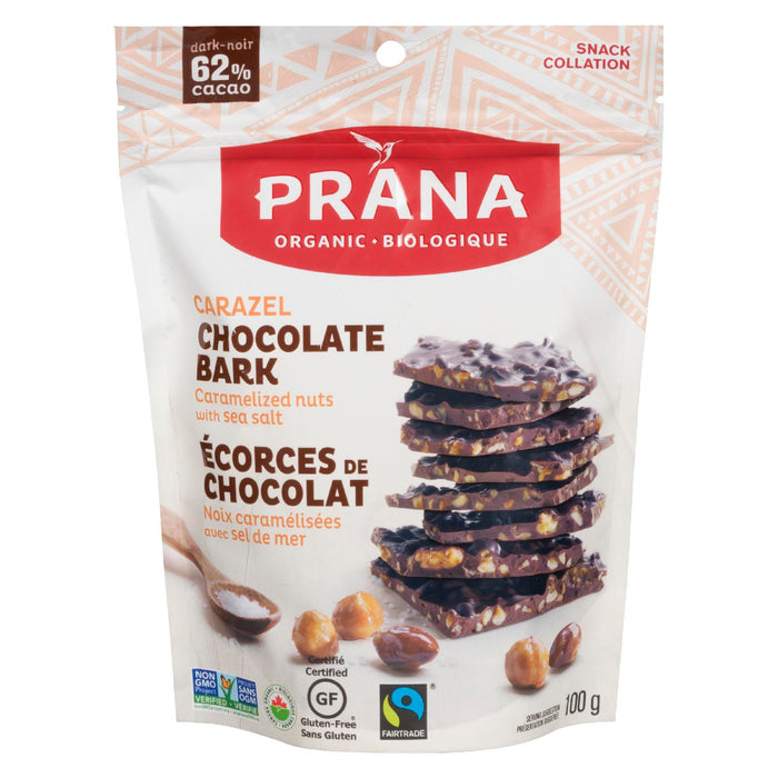 PRANA SNACK CHOCOLATE BARKS CARAMELIZED NUTS ORGANIC SEA SALT, 100 G