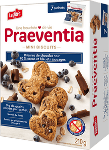 PRAEVENTIA BISCUITS CHOCOLAT NOIR ET BLEUETS SAUVAGES 210G