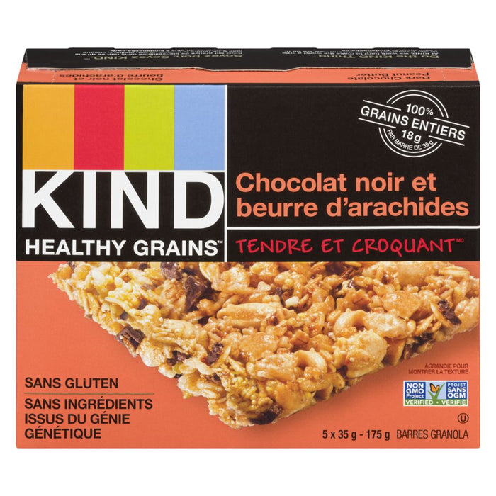 KIND, BARRE HEALTHY GRAINS CHOCOLAT NOIR ET BEURRE D'ARACHIDES, 175G