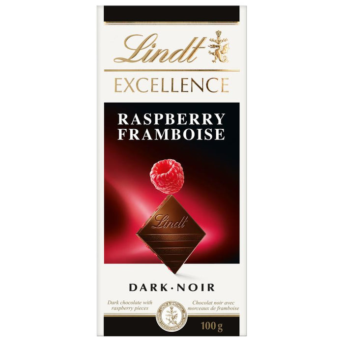 LINDT, EXCELLENCE CHOCOLAT NOIR FRAMBOISE, 100 G