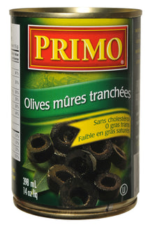 PRIMO, OLIVES NOIRES TRANCHES, 398ML