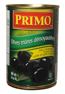 PRIMO, PITTED BLACK OLIVES, 398ML