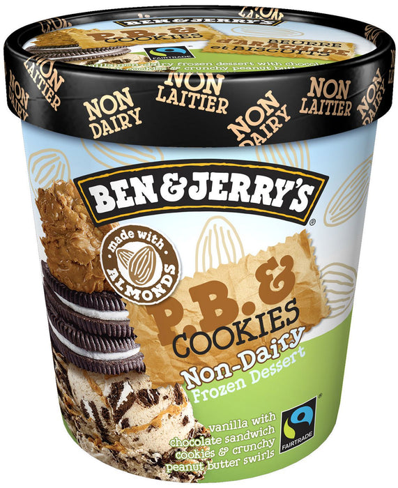 BEN & JERRY'S, DESSERT GLACÉ NON-LAITIER BEURRE D'ARACHIDE ET BISUITS, 500 ML