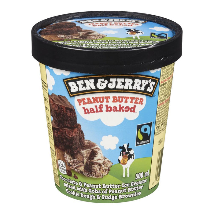 BEN & JERRY'S, CRÈME GLACÉE HALF BAKED BEURRE D'ARACHIDES, 500 ML