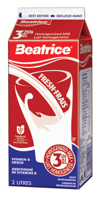 BEATRICE MILK, 3.25%, 2 L