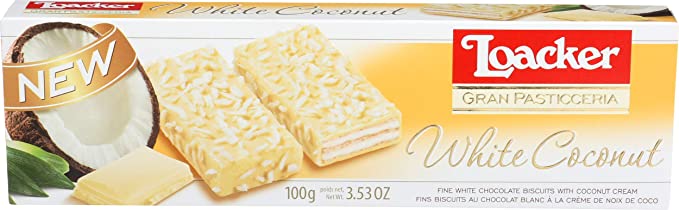 LOACKER, GRAN PASTICCERIA CHOCOLAT BLANC & NOIX DE COCO, 100 G