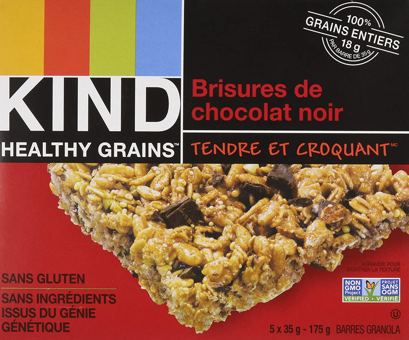 KIND, BARRE HEALTHY GRAINS BRISURES DE CHOCOLAT NOIR, 175G