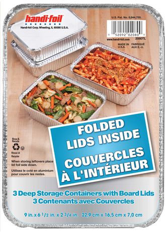 HANDI-FOIL, CONTENANTS AVEC COUVERCLES POUR LE CONGÉLATEUR 9X6 POUCES, 3 UN