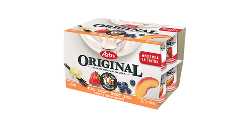 ASTRO, ORIGINAL VANILLE FRAMBOISE FRAISE PÊCHE ET BLEUET, 12X100 G