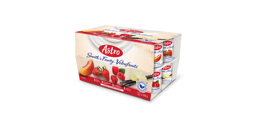 ASTRO, VELOUFRUITS VANILLE FRAMBOISE PÊCHE FRAISE, 12X100 G