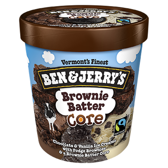 BEN & JERRY'S, CRÈME GLACÉE CENTRE DE PÂTE À BROWNIE, 500 ML