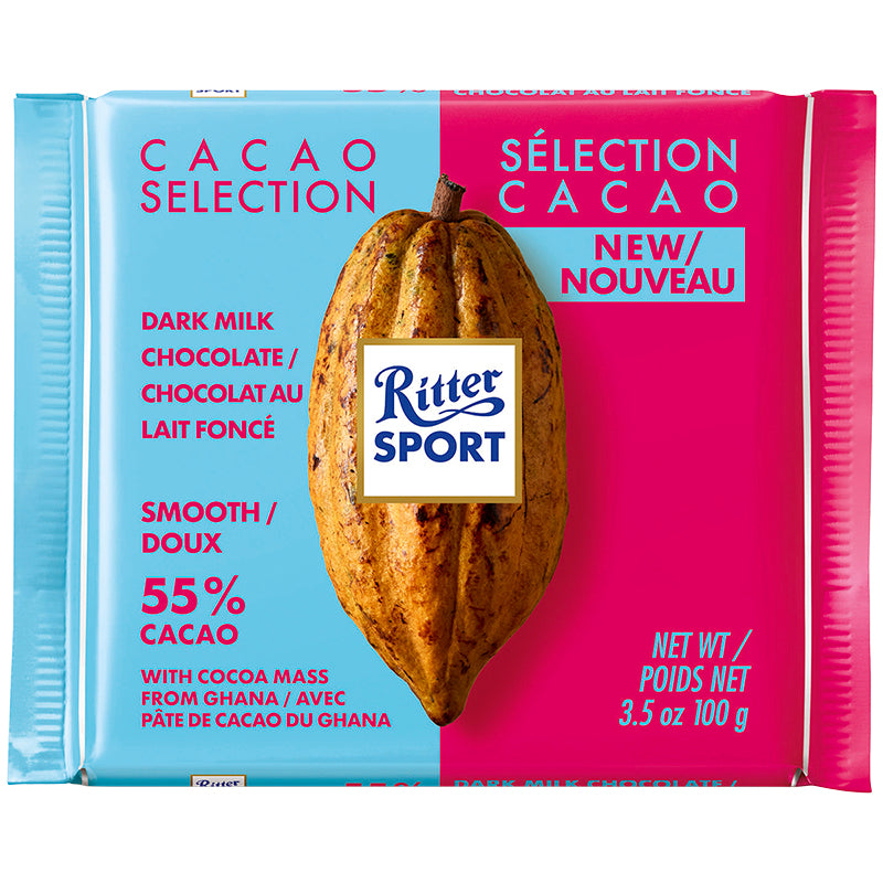 RITTER SPORT, DARK MILK CHOCOLATE FROM GHANA 55%, 100 G — Marché Nuvo