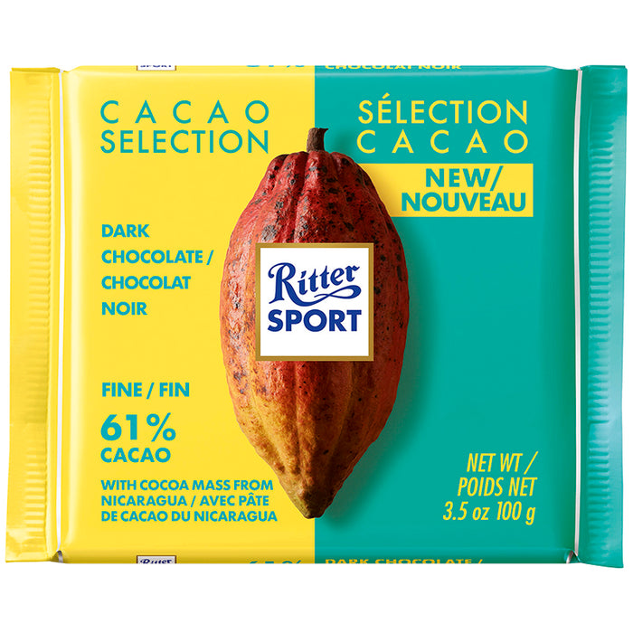 RITTER SPORT, CHOCOLAT NOIR DU NICARAGUA 61%, 100 G