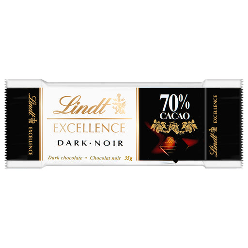 LINDT, EXCELLENCE CHOCOLAT NOIR 70%, 35 G