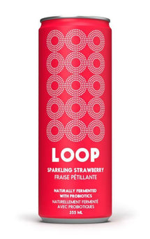 LOOP. SODA PROBIOTIQUE FRAISE PÉTILLANT, 355 ML