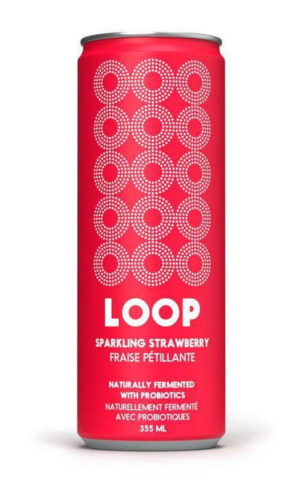 LOOP. SODA PROBIOTIQUE FRAISE PÉTILLANT, 355 ML