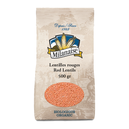 MILANAISE, LENTILLES ROUGES BIO, 500 G