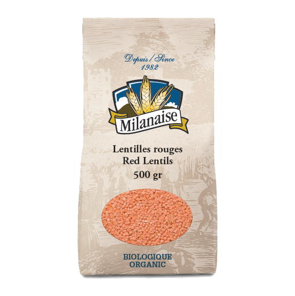 MILANAISE, LENTILLES ROUGES BIO, 500 G